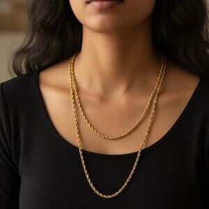 Vintage VENDOME Long Gold Tone Metal Chain Necklace - EUC